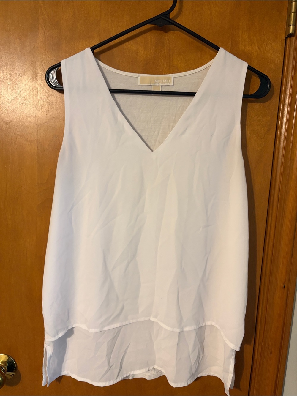 Michael Kors White V-Neck Sleeveless Layered Camisole